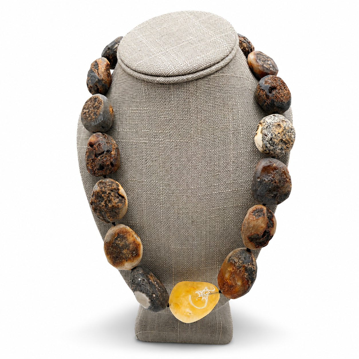 Rare Organic Baltic Amber Necklace – Natural Unpolished Butterscotch, White & Brown Amber