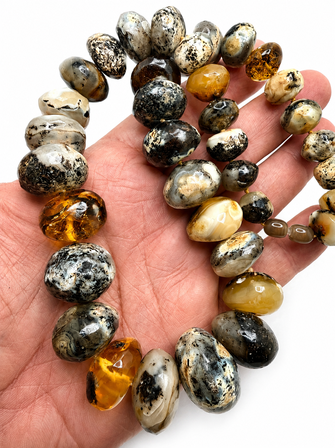 Museum Quality Genuine Baltic Amber Necklace – Rare White, Yellow & Gray Amber