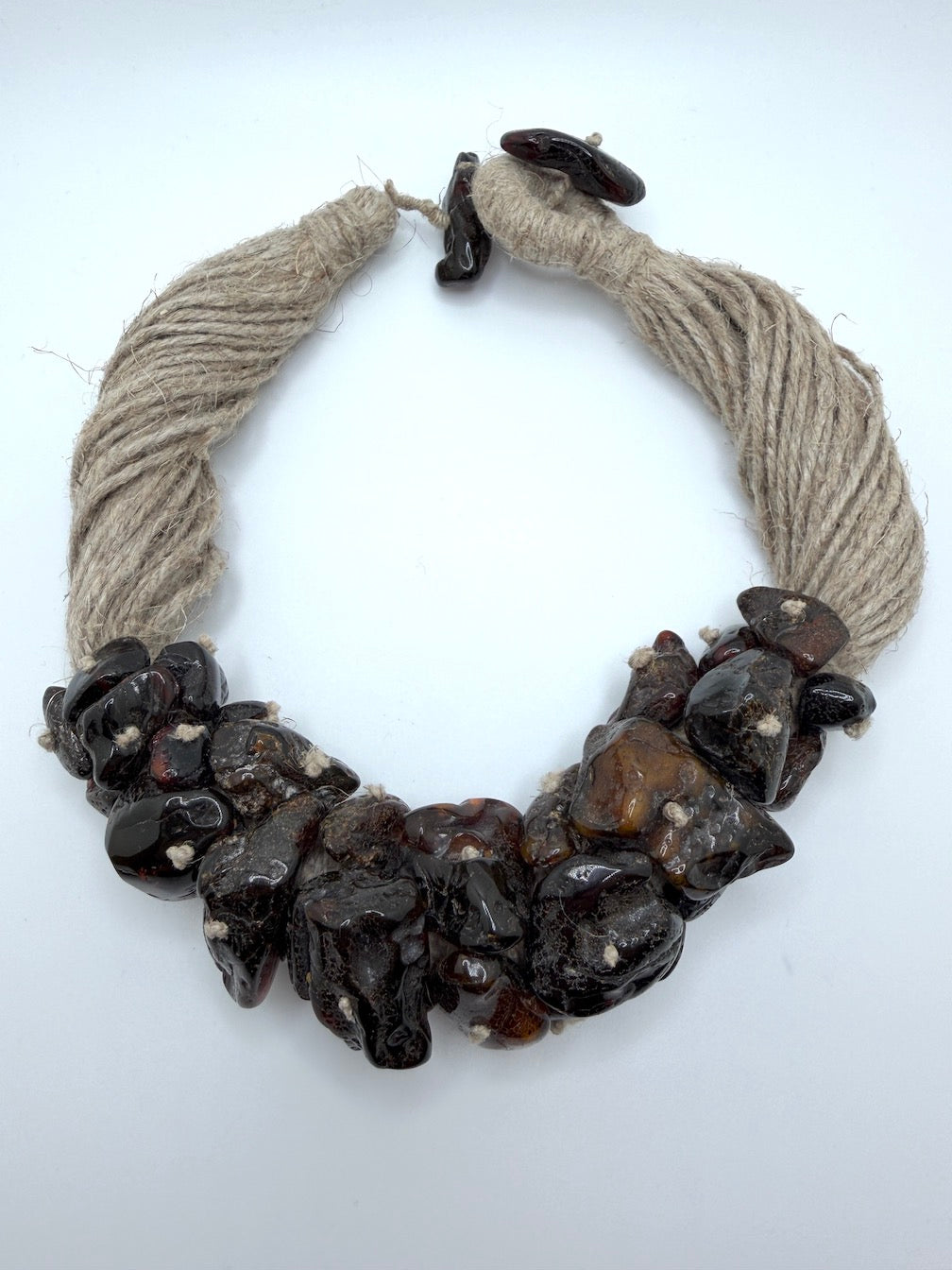 One-of-a-Kind Museum Quality Wool Fiber and Cherry Amber Necklace