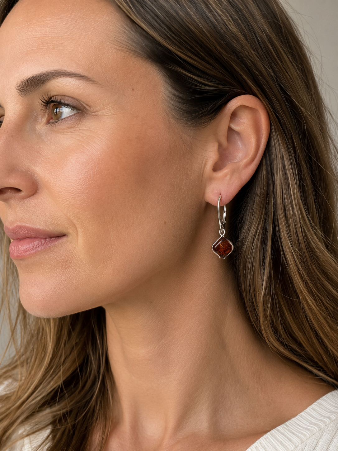 Genuine Baltic Amber Drop Lever Back Earrings 