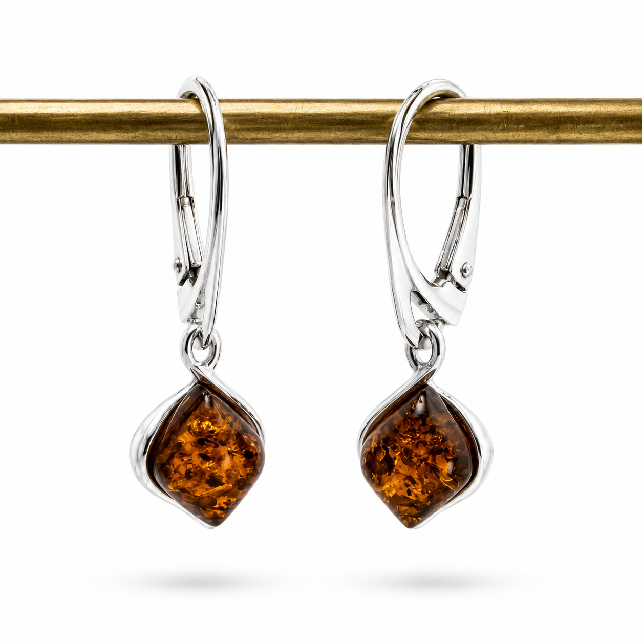 Genuine Baltic Amber Drop Lever Back Earrings 
