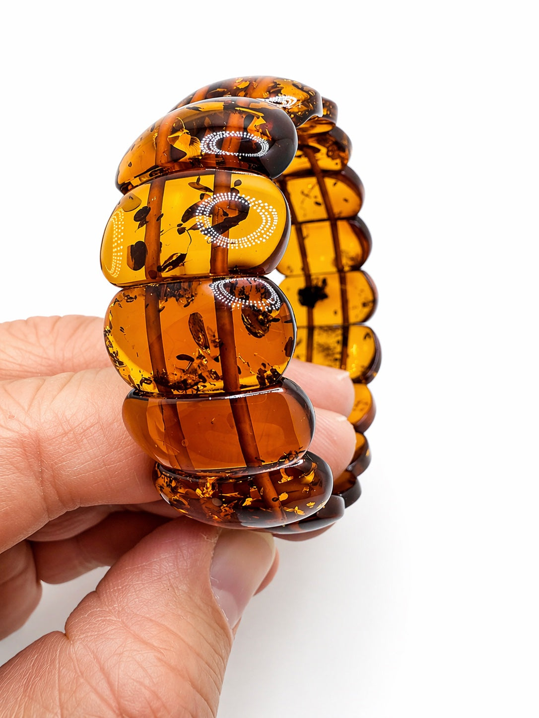 Honey Cognac Baltic Amber stretch statement bracelet