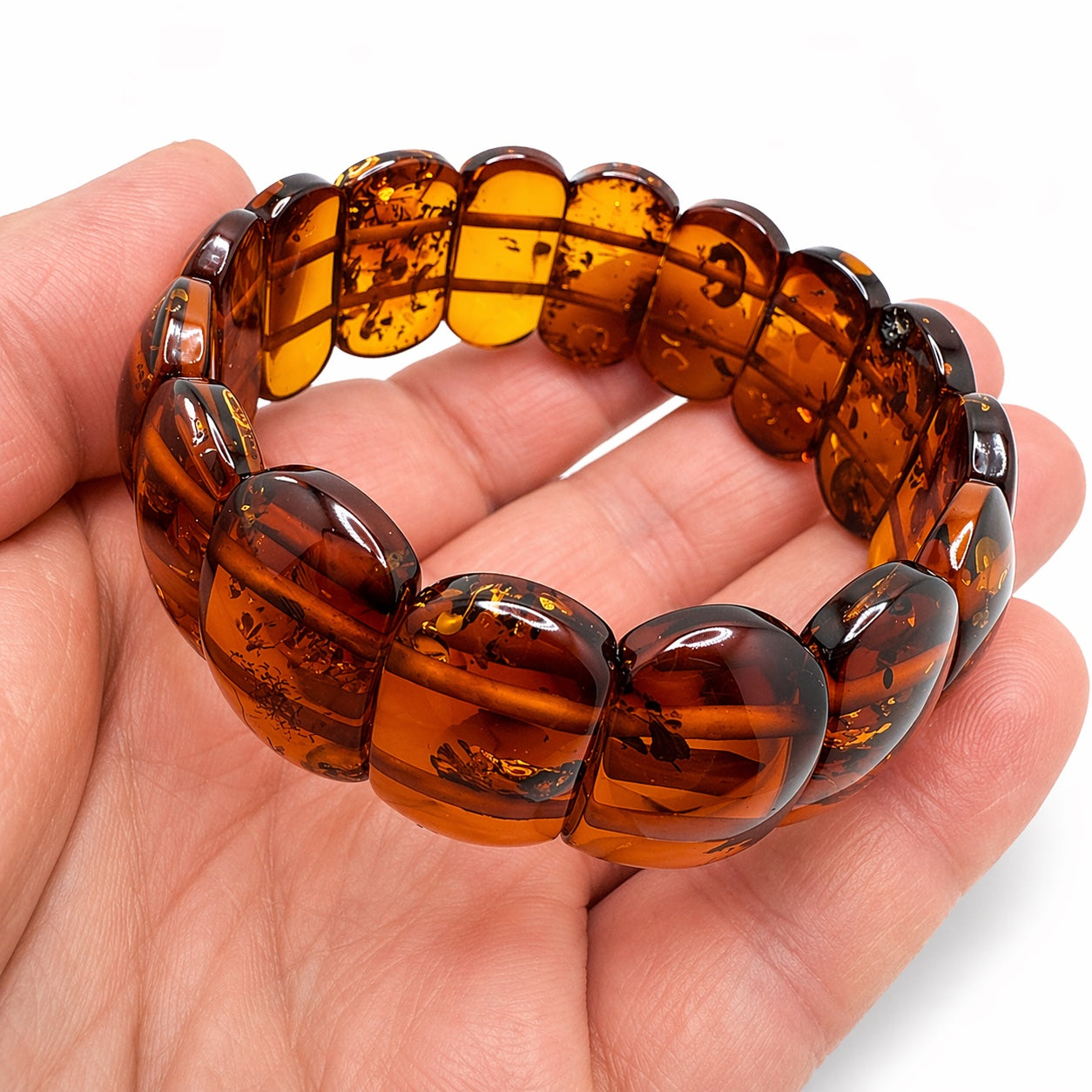 Honey Cognac Baltic Amber stretch statement bracelet