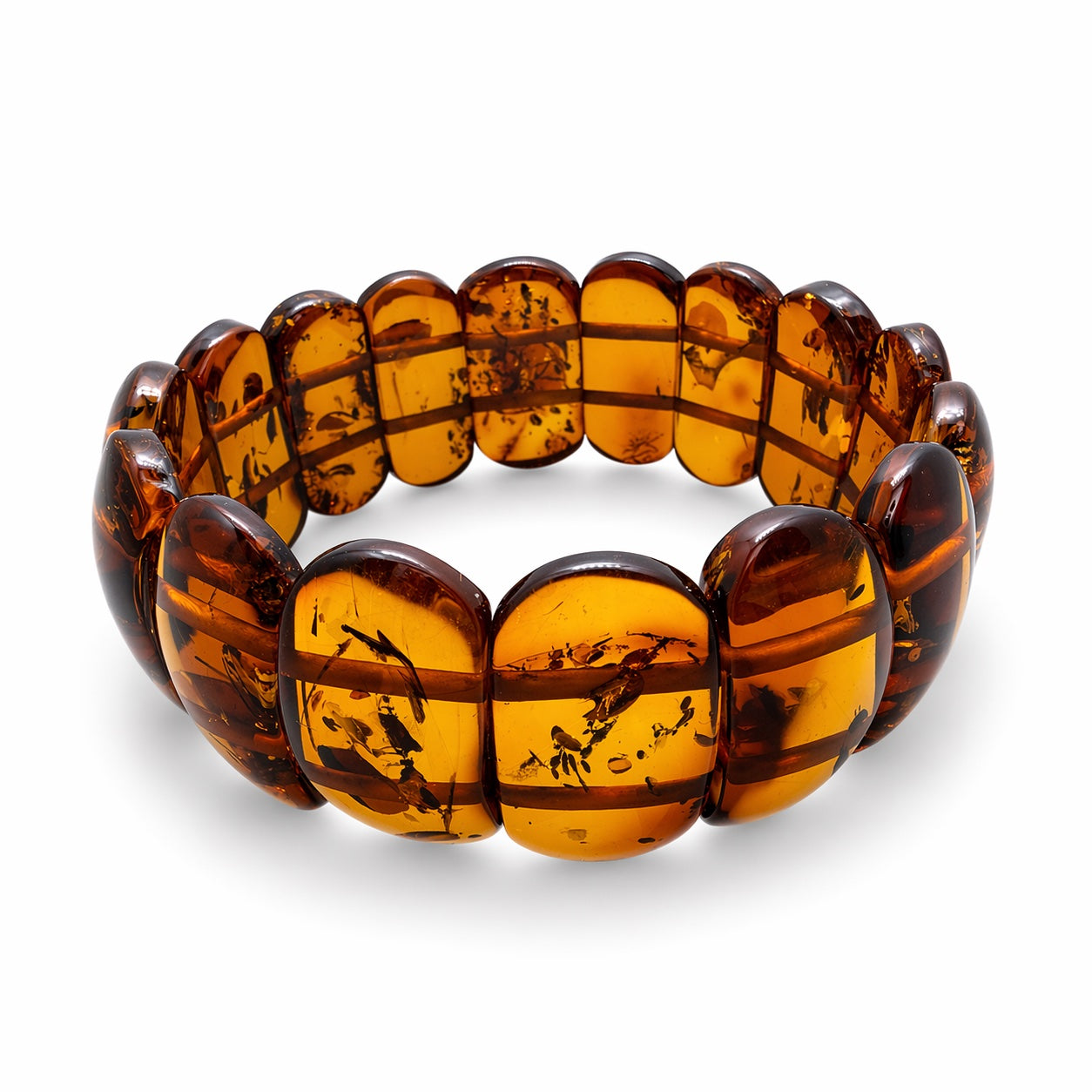 Honey Cognac Baltic Amber stretch statement bracelet