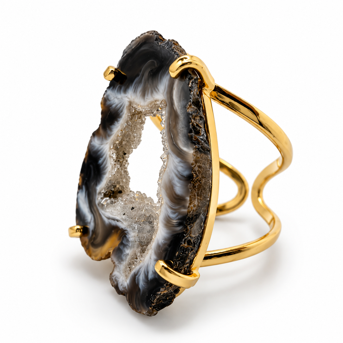 Genuine Druzy Gemstone Ring, One of a Kind Brazilian Agate Ring,