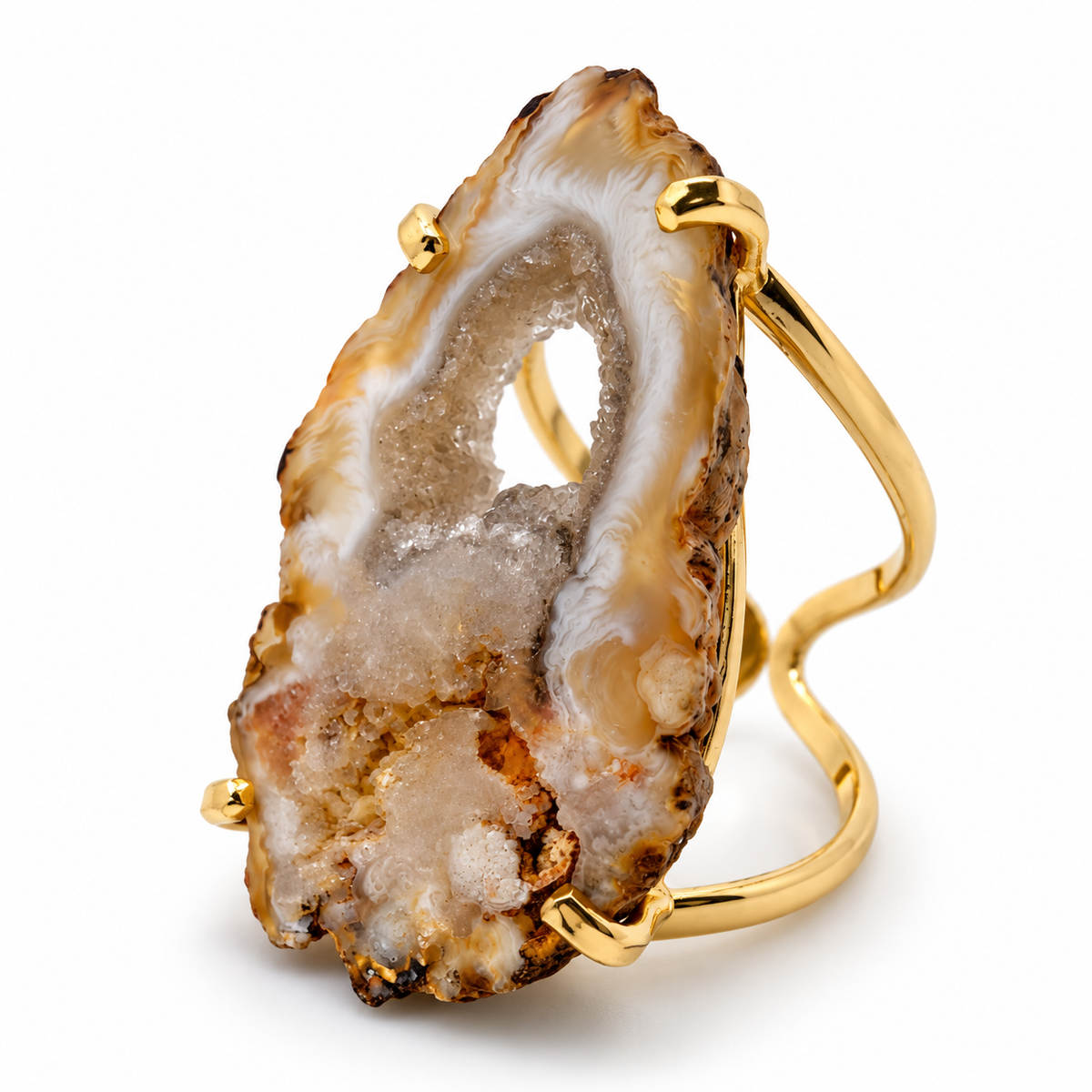 Genuine Druzy Gemstone Ring, One of a Kind Brazilian Agate Ring,
