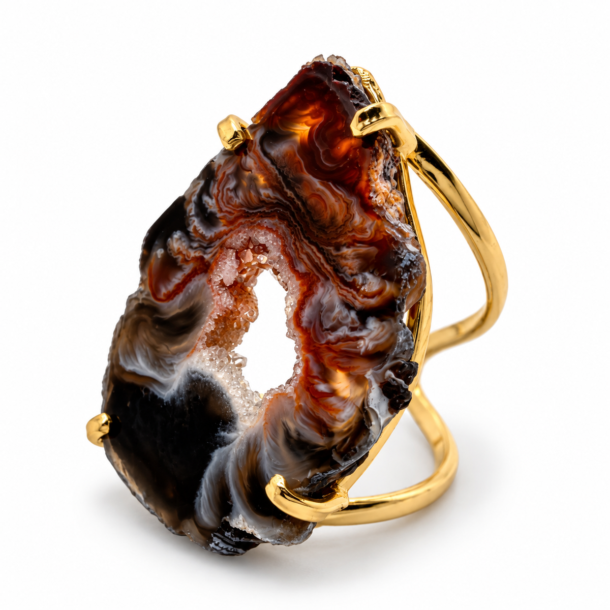 Genuine Druzy Gemstone Ring, One of a Kind Brazilian Agate Ring,
