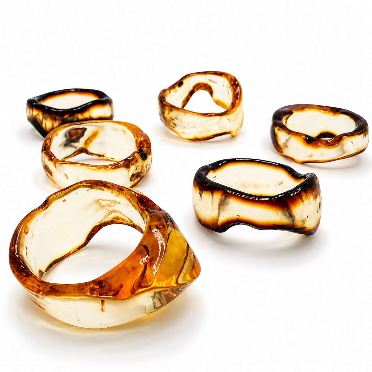 Rare Solid Baltic Amber Band Ring – Men’s Unisex Genuine Amber Ring – One of a Kind Natural Amber – Sizes 9, 10, 11, 12