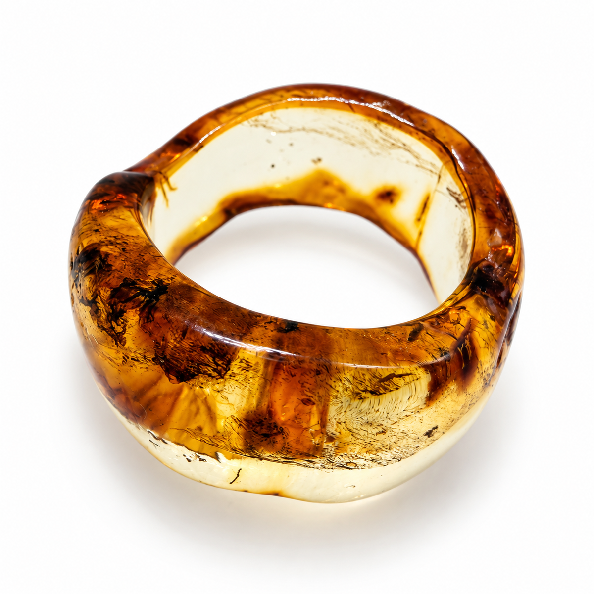 Rare Solid Baltic Amber Band Ring – Men’s Unisex Genuine Amber Ring – One of a Kind Natural Amber – Sizes 9, 10, 11, 12