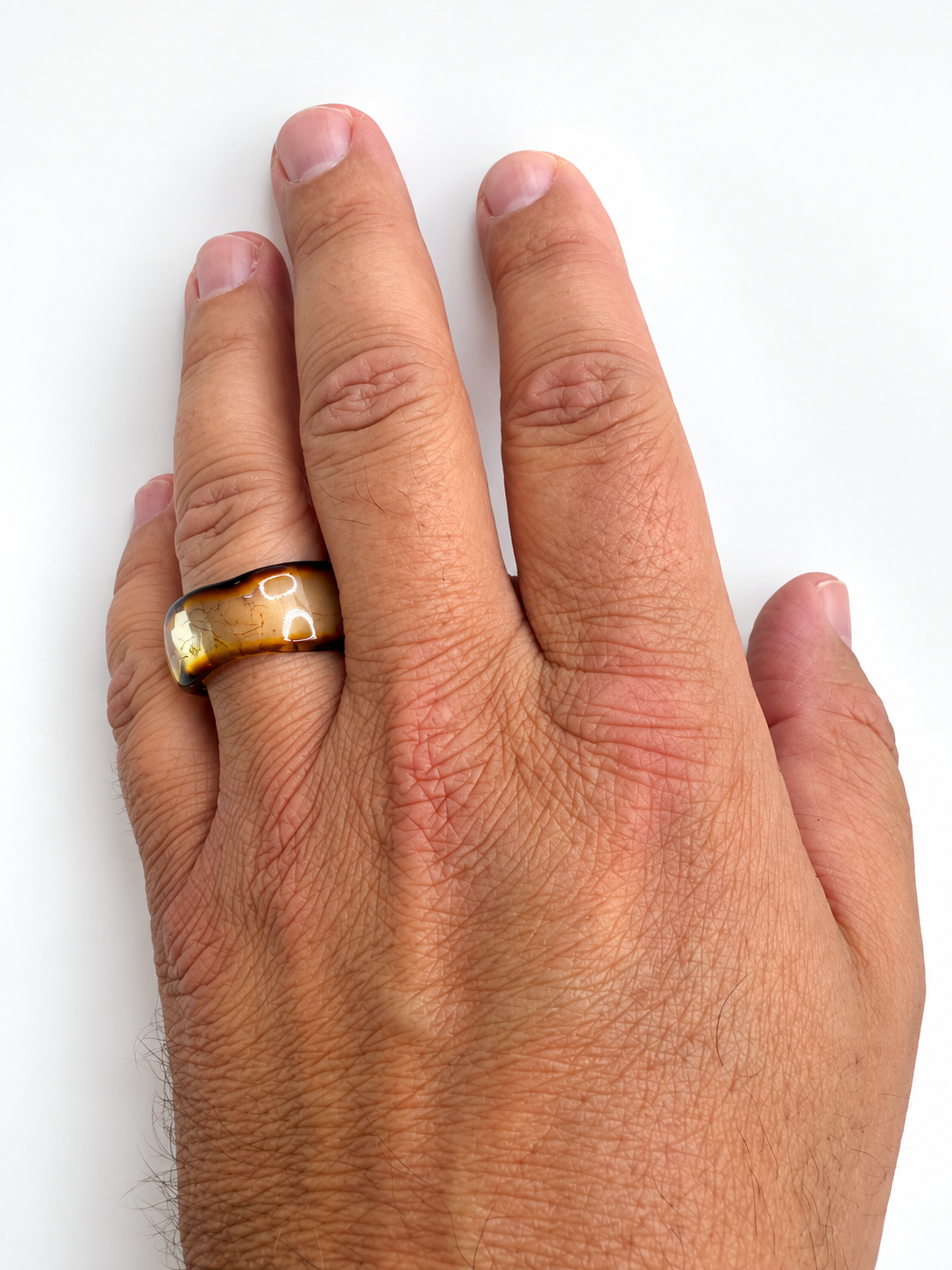 Rare Solid Baltic Amber Band Ring