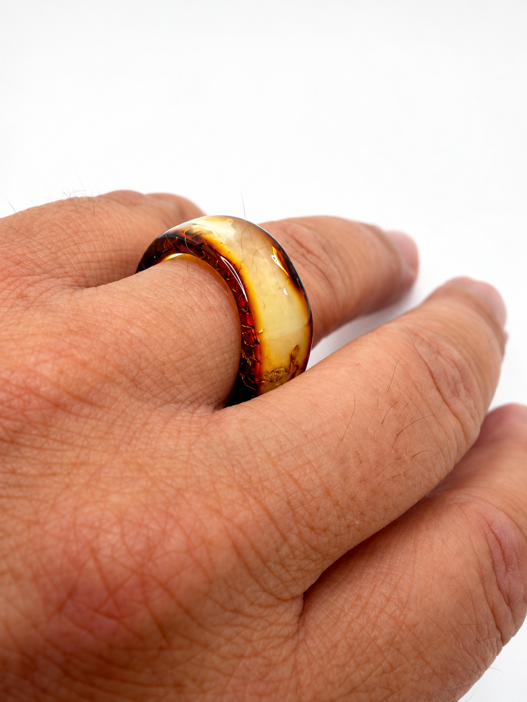 Rare Solid Baltic Amber Band Ring