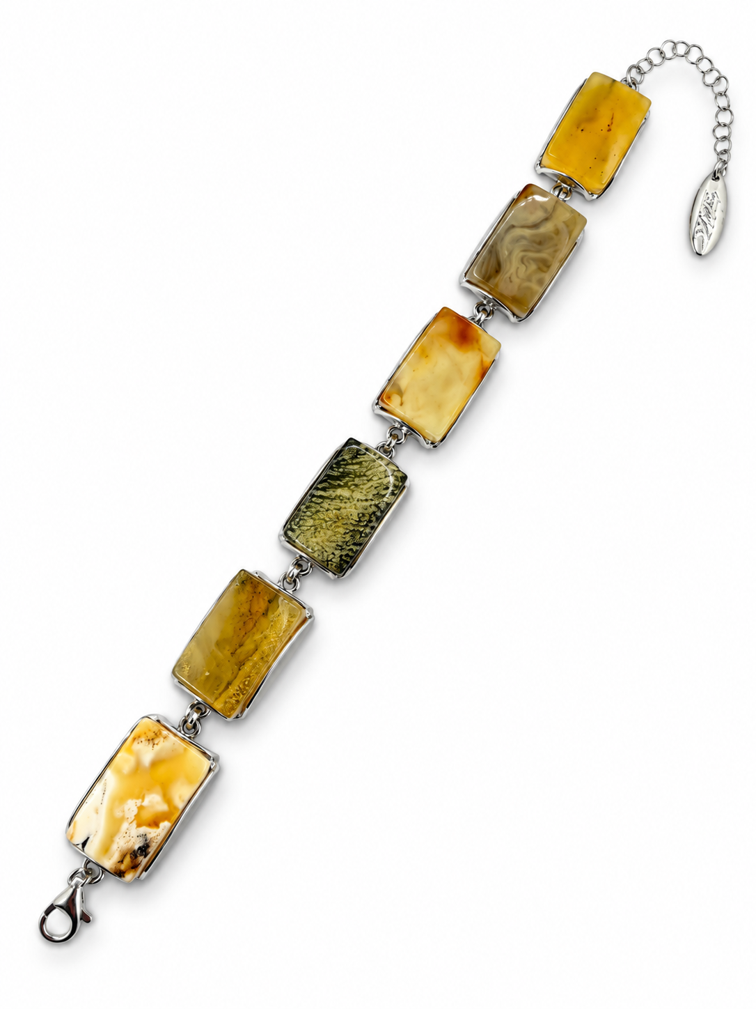 One of a Kind Baltic Amber Bracelet Sterling Silver