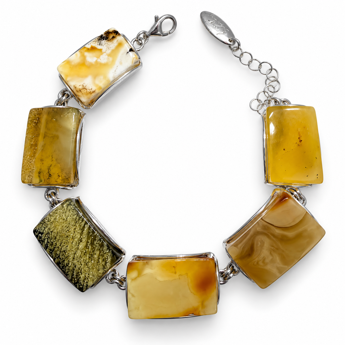One of a Kind Baltic Amber Bracelet Sterling Silver