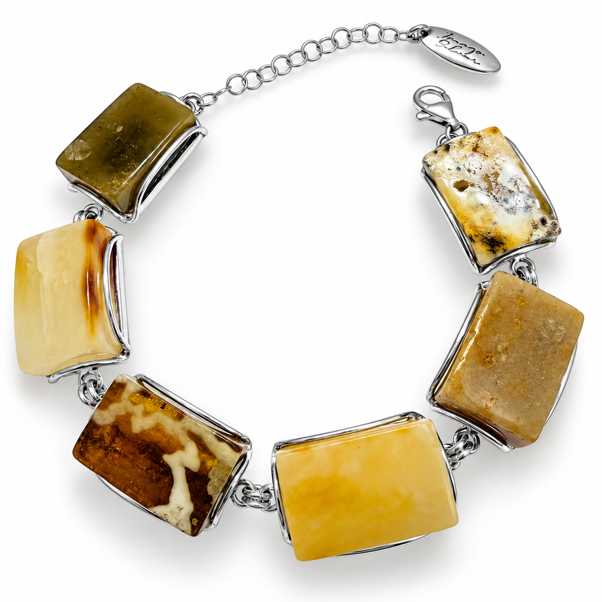 One of a Kind Baltic Amber Bracelet Sterling Silver