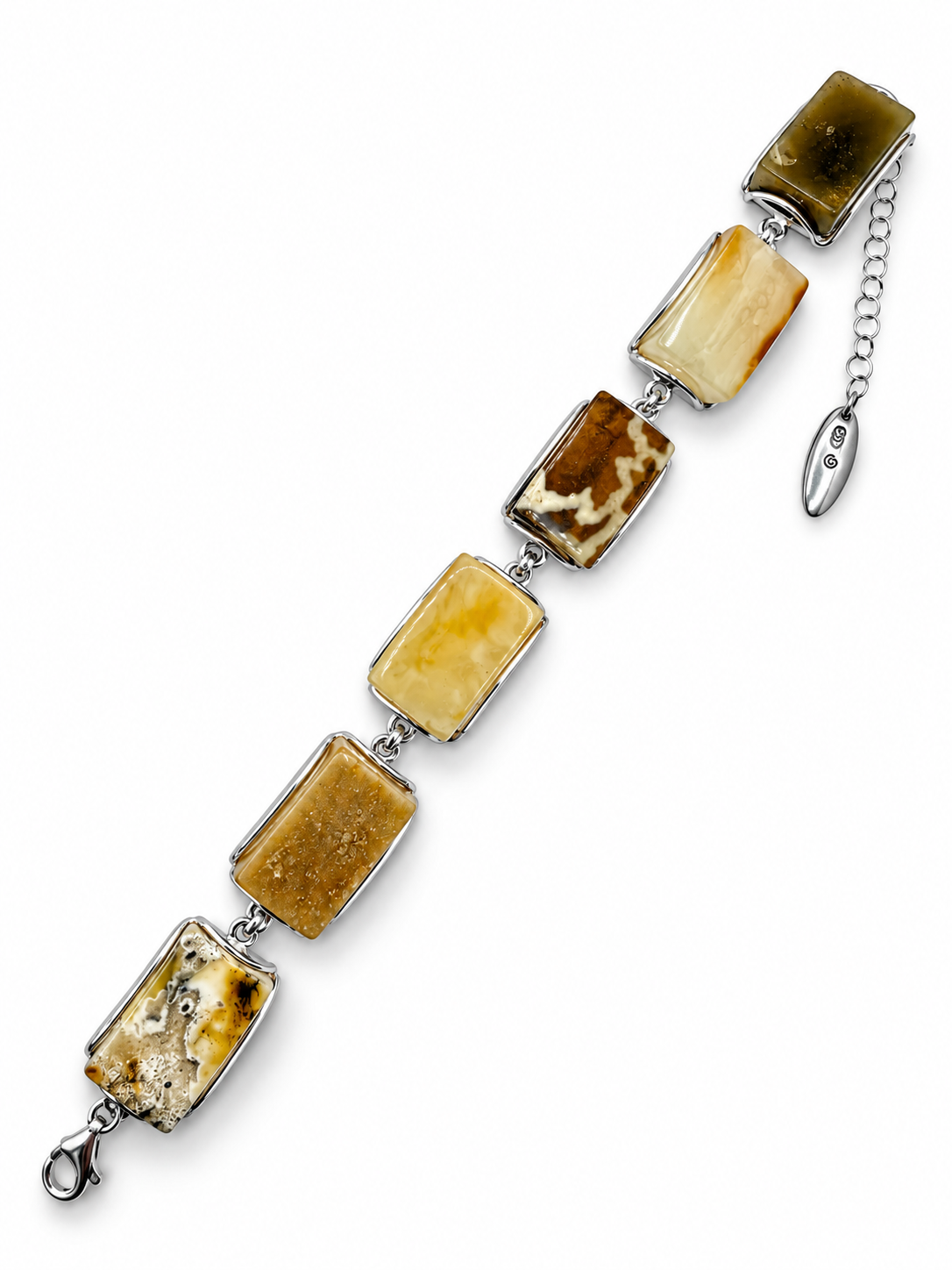 One of a Kind Baltic Amber Bracelet Sterling Silver