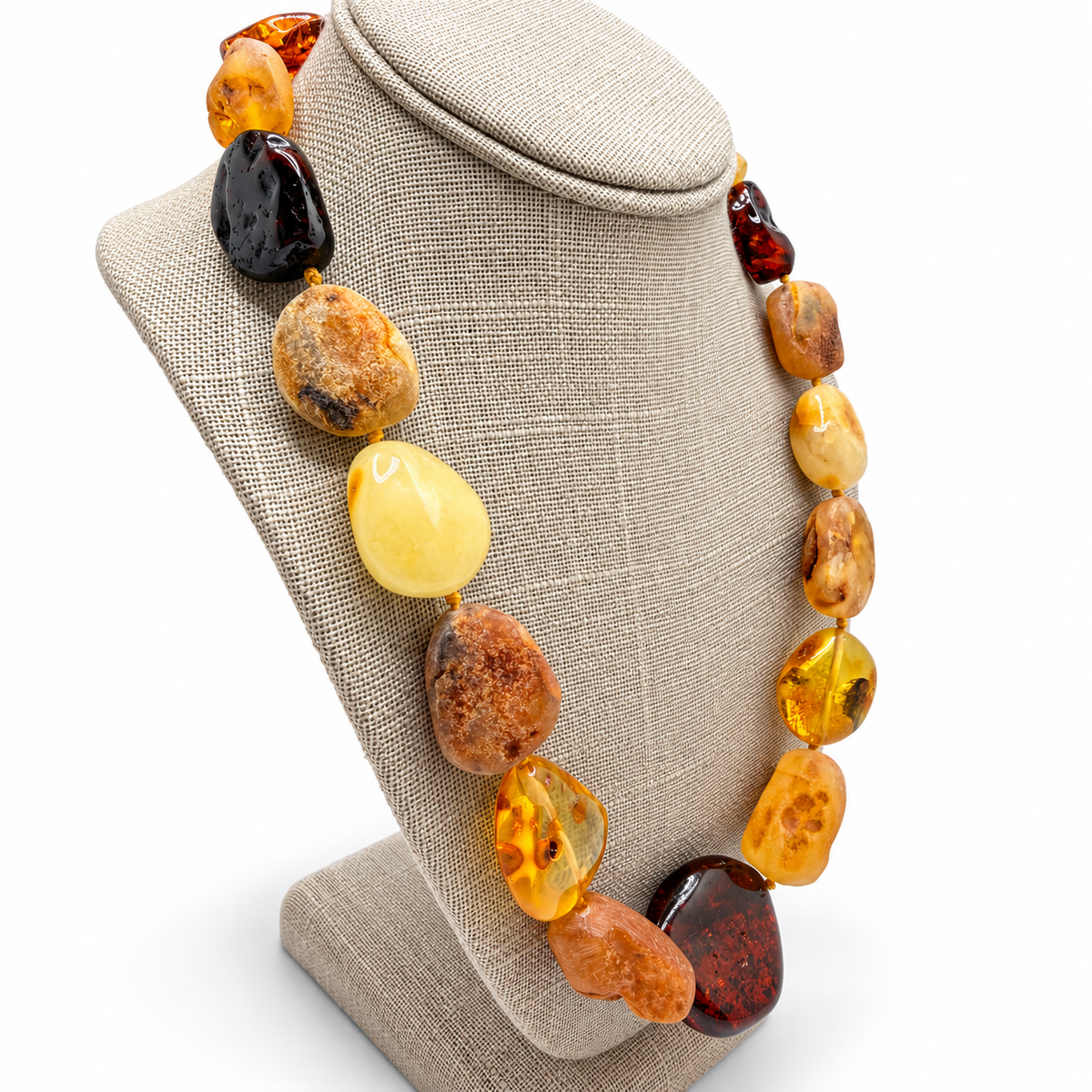 Museum Quality Baltic Amber Necklace, Large Multicolor Amber Beads, 22 Inch Statement Necklace