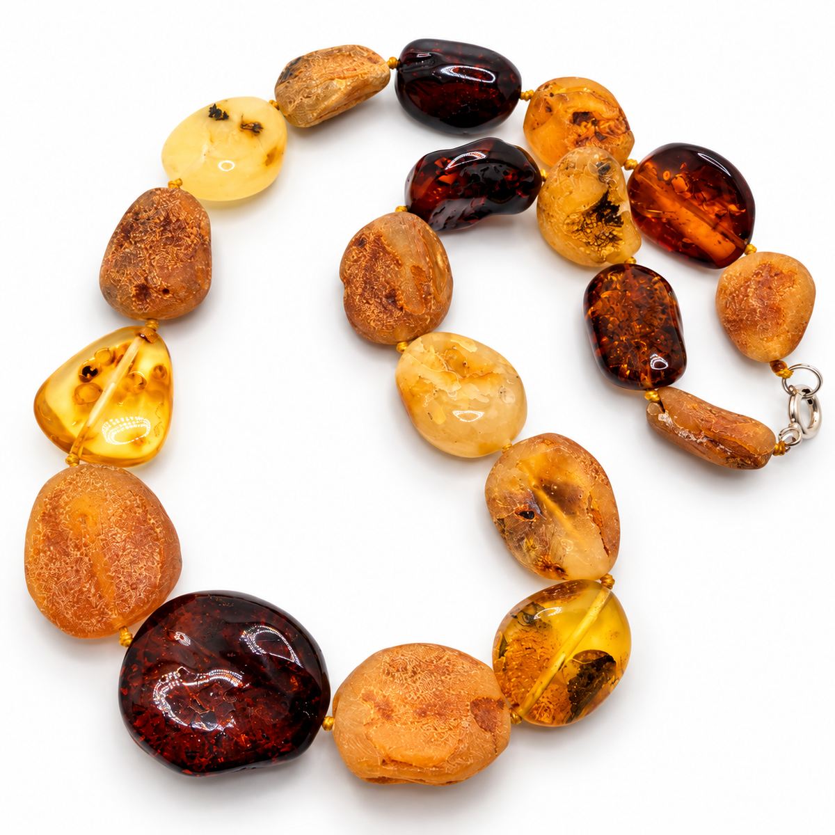 Museum Quality Baltic Amber Necklace, Large Multicolor Amber Beads, 22 Inch Statement Necklace