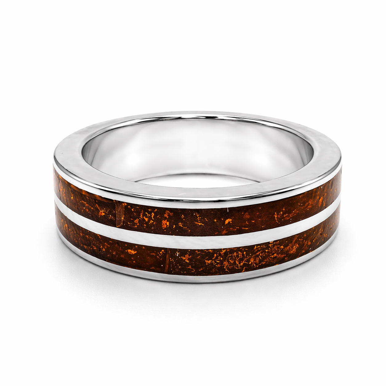 Men's Baltic All-Around Amber Inlay Statement Ring – Polished Band, Ev