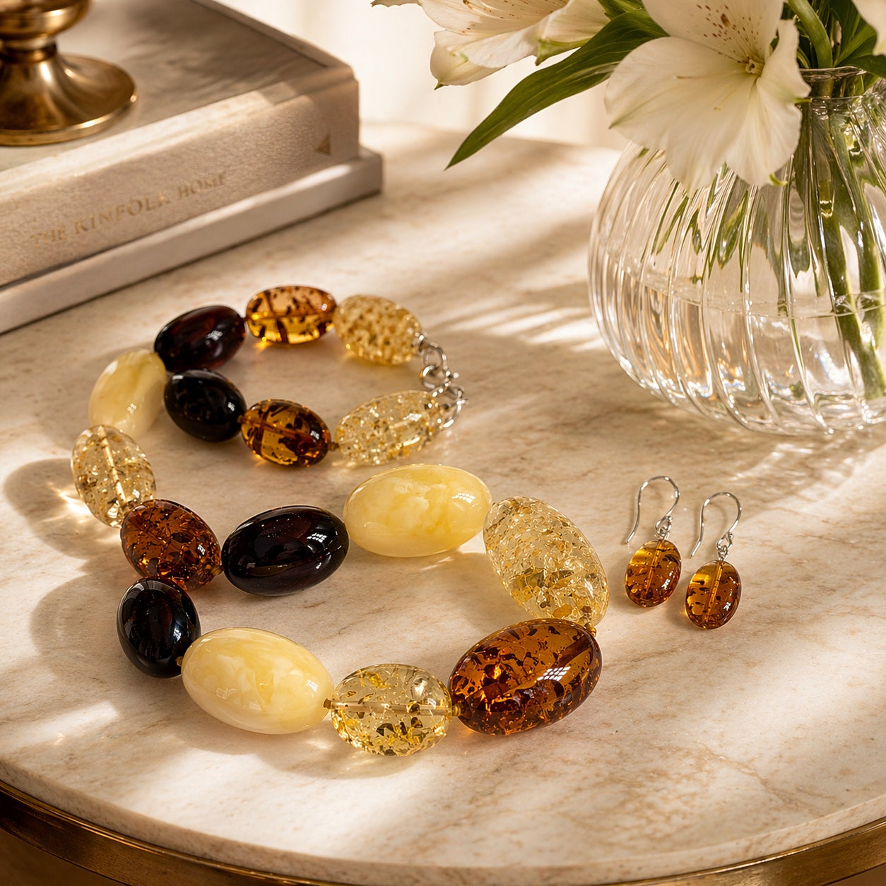 Genuine Baltic Amber Statement Necklace – Multicolor Lemon Cognac Cherry Butterscotch – Oversized Stones – Handmade Sterling Silver Clasp – Museum Quality