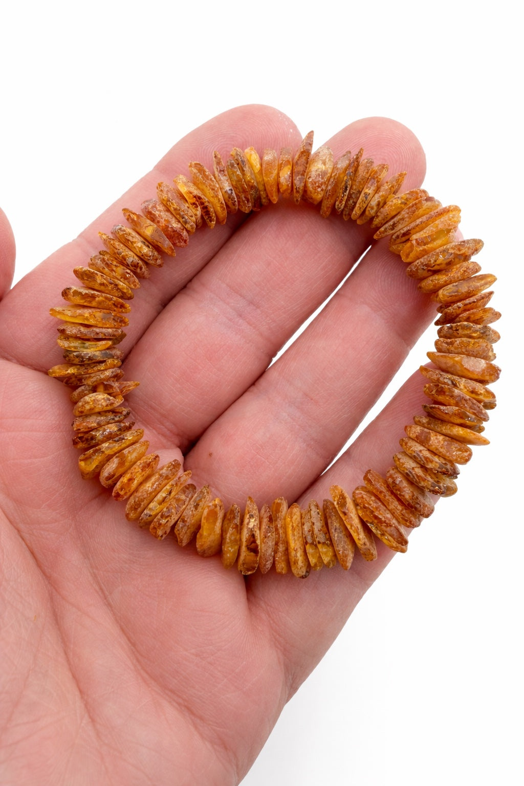 Genuine Baltic Amber Bracelet – Natural Unpolished Amber Chips – Honey, Butter & Yellow Tones – Stretch Bracelet – Lightweight Everyday Jewelry