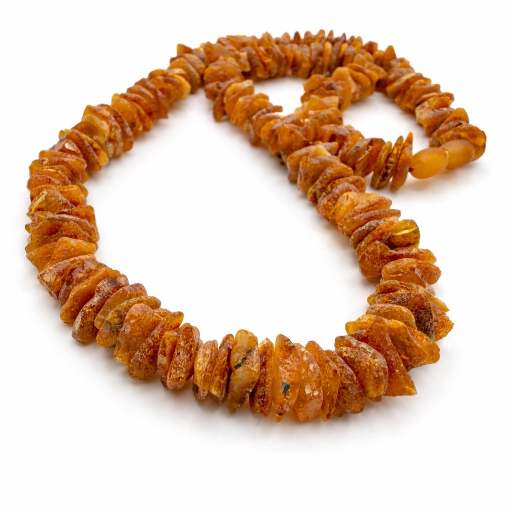 Genuine Baltic Amber Necklace – Natural Unpolished Amber Chips – Honey, Butter & Yellow Tones – Lightweight Therapeutic Jewelry – 21”