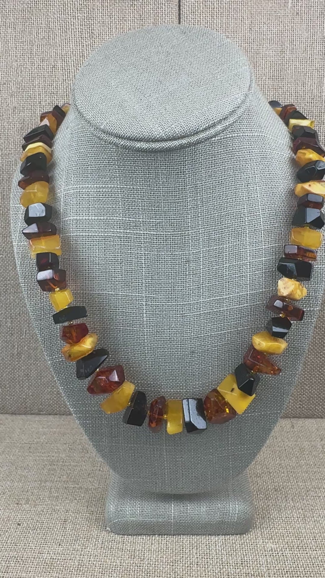 Handmade Baltic Amber Ombre Bead Necklace – Multicolor Graduated Design – 24 Inch Length