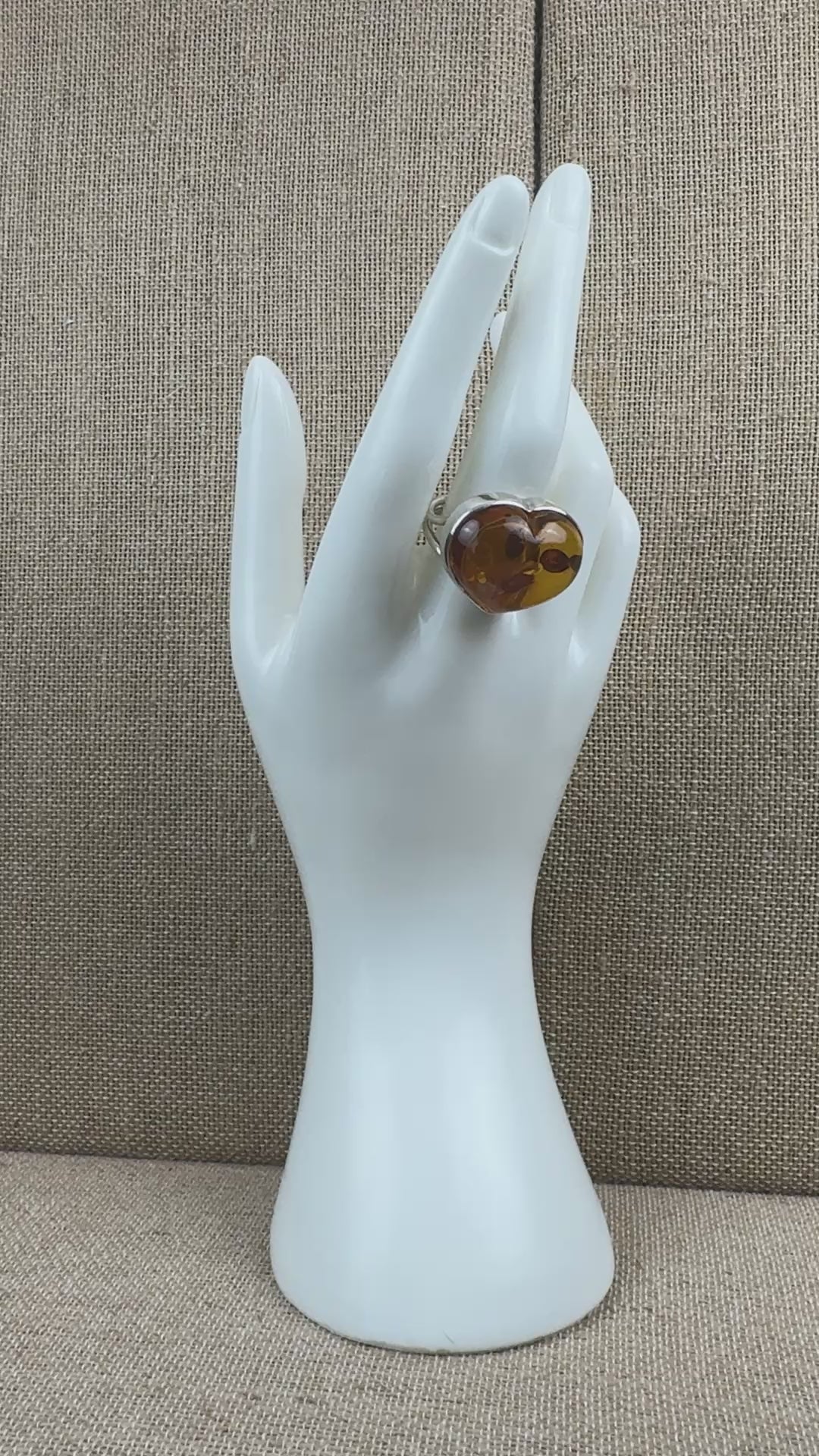 Handmade Sterling Silver Honey Baltic Amber Heart Ring4.JPG