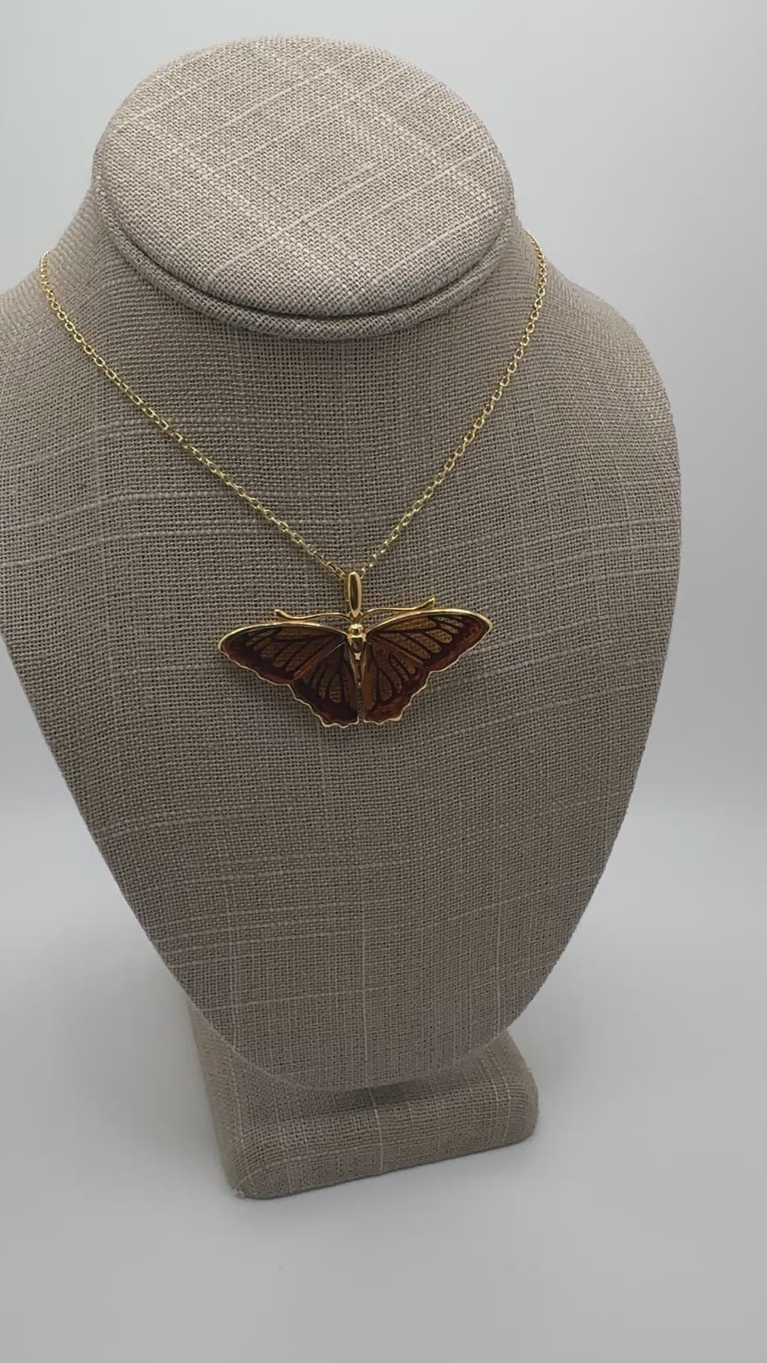 Gold Plated Sterling Silver Honey Baltic Amber Butterfly Pendant Necklace – Handmade in Poland, Museum Quality Statement Piece