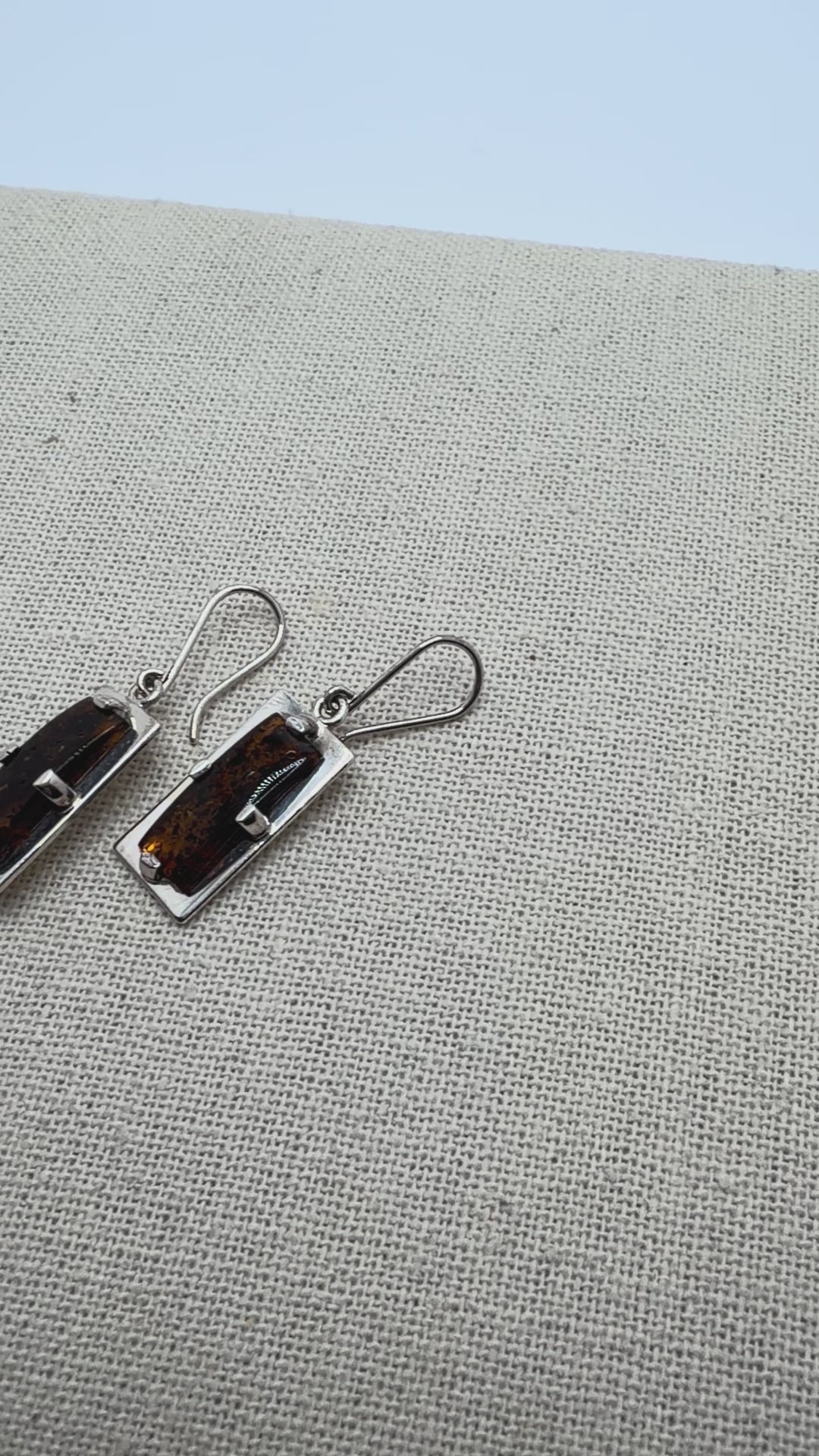 Ambermoda Honey Baltic Amber & 925 Sterling Silver Rectangular Hook Drop Earrings