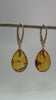 Honey Cognac Baltic Amber Teardrop Lever Back Earrings in Gold Plated Sterling Silver