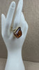 Handmade in Poland Gold Plated Sterling Silver Cognac Baltic Amber Adjustable Cocktail Ring – Genuine Baltic Amber Statement Jewelry
